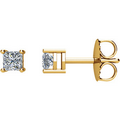 14K Yellow 1/3 CTW Diamond Square Princess Earring